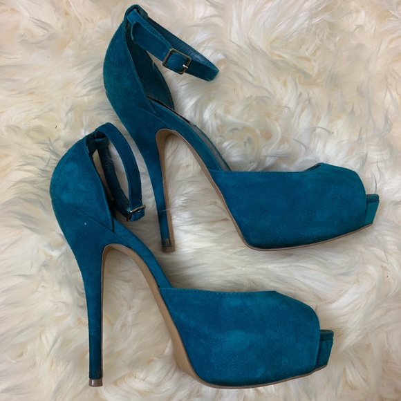 Teal suede Steve Madden heels - Picture 2 of 4